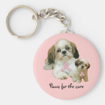 Cancer du sein Keychain de Shih Tzu Porte-clés
