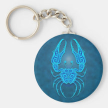 Cancer tribal bleu complexe porte-clés