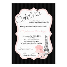 caniche 5x7 rose dans l'invitation de baby shower 