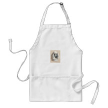 Caniche blanc tablier