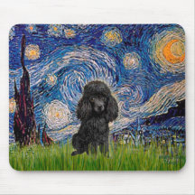 Caniche (noir 1) - nuit étoilée tapis de souris