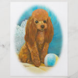 Caniche rouge d'abricot avec la boule prospectus avec motif
