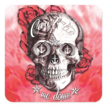 Can't tie me down nautical skull in red and white. autocollants