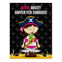 Capitaine Postcard de pirate de fille Cartes Postales