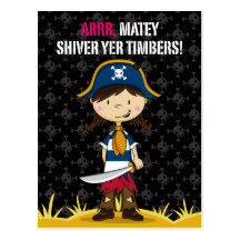 Capitaine Postcard de pirate de fille Cartes Postales