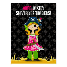 Capitaine Postcard de pirate de fille Carte Postale