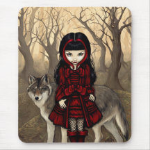 "Capuchon rouge en automne" Mousepad Tapis De Souris