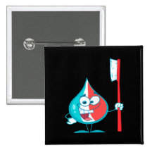 Caractère de pâte dentifrice tenant une brosse à d badge