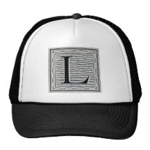 Caractère gras "L" initiale de bois de graveur de  Casquette De Camionneur