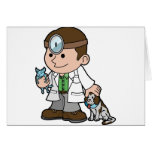 caractère mignon de mascotte de vétérinaire cartes