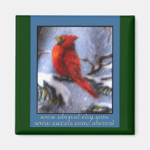 Cardinal d'hiver sur l'aimant de branche
