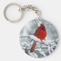 Cardinal rouge dans la neige Keychain Porte-clefs