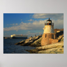 Cargo de phare de colline de château affiches