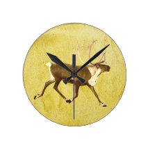 Caribou de Taureau - sépia Pendule Murale