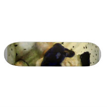Carlin sur le coussin planches à roulettes customisées