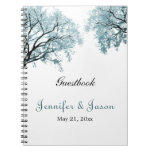 Carnet bleu en pastel d'arbres - Guestbook carnets