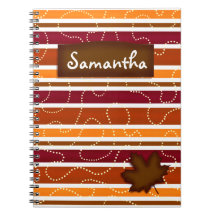 Carnet personnalisé de feuille d'automne - rayures