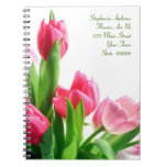 Carnet rose de bouquet de tulipe