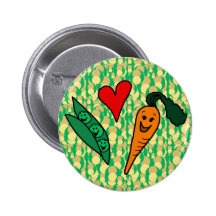 Carottes d'amour de pois, conception verte et oran badges avec agrafe