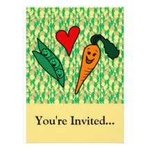 Carottes d'amour de pois, conception verte et oran invitation personnalisable