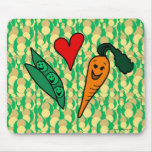 Carottes d'amour de pois, conception verte et oran tapis de souris