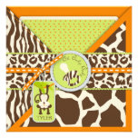 Carré 2C d'invitation de bébé de jungle