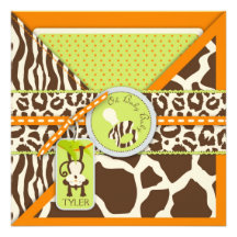 Carré 2C d'invitation de bébé de jungle