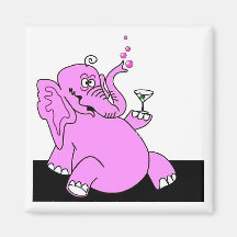 CARRÉ d'aimant de réfrigérateur "d'éléphant rose b