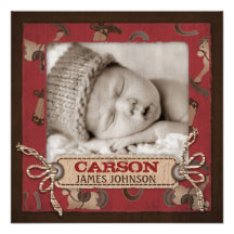 Carré de faire-part de bébé de cowboy
