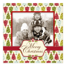 Carré de photo de forêt de Noël Invitations Personnalisées