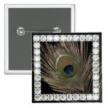 Carré de plume-diamant de paon pin's avec agrafe