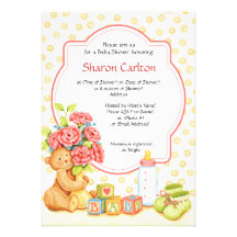 Carré d'invitation de douche de bouquet de bébé