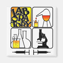 CARRÉ DU LOGO 4 DE LABORATOIRE - ICÔNES DE LABORAT AIMANTS