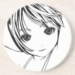 Carré noir, jeune fille d'Anime Dessous De Verre
