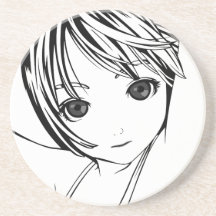 Carré noir, jeune fille d'Anime Dessous De Verre