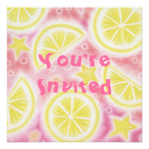 Carré rose d'invitation de citrons de limonade