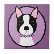 Carreau de céramique d'art de Boston Terrier