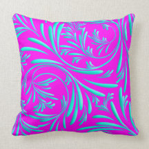 Carreau floral rose bleu coussin