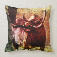 Carreau grunge d'orignaux de Taureau Coussin