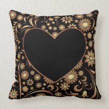 Carreaux floraux de coeur d'or de damassé unique oreiller