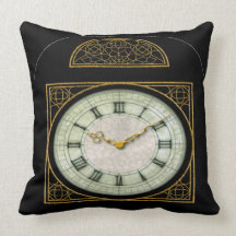 Carreaux vintages noirs d'horloge de grand-père oreillers