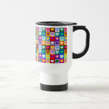 Carrés colorés de coeur mug à café