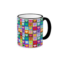 Carrés colorés de coeur tasse à café