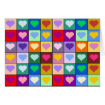 Carrés multicolores de coeur cartes de vœux