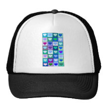 Carrés pourpres et bleus de coeur casquette