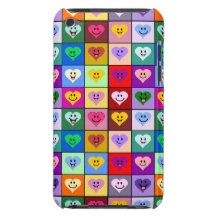 Carrés souriants de coeurs d'arc-en-ciel coques iPod Case-Mate