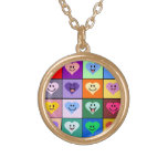 Carrés souriants de coeurs d'arc-en-ciel pendentif personnalisé