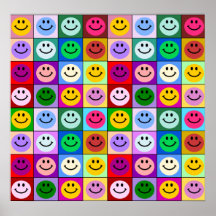 Carrés souriants de visage d'arc-en-ciel affiches