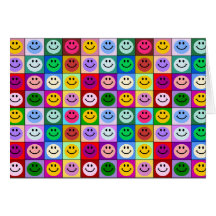 Carrés souriants de visage d'arc-en-ciel carte de vœux