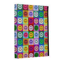 Carrés souriants de visage d'arc-en-ciel étui iPad folio